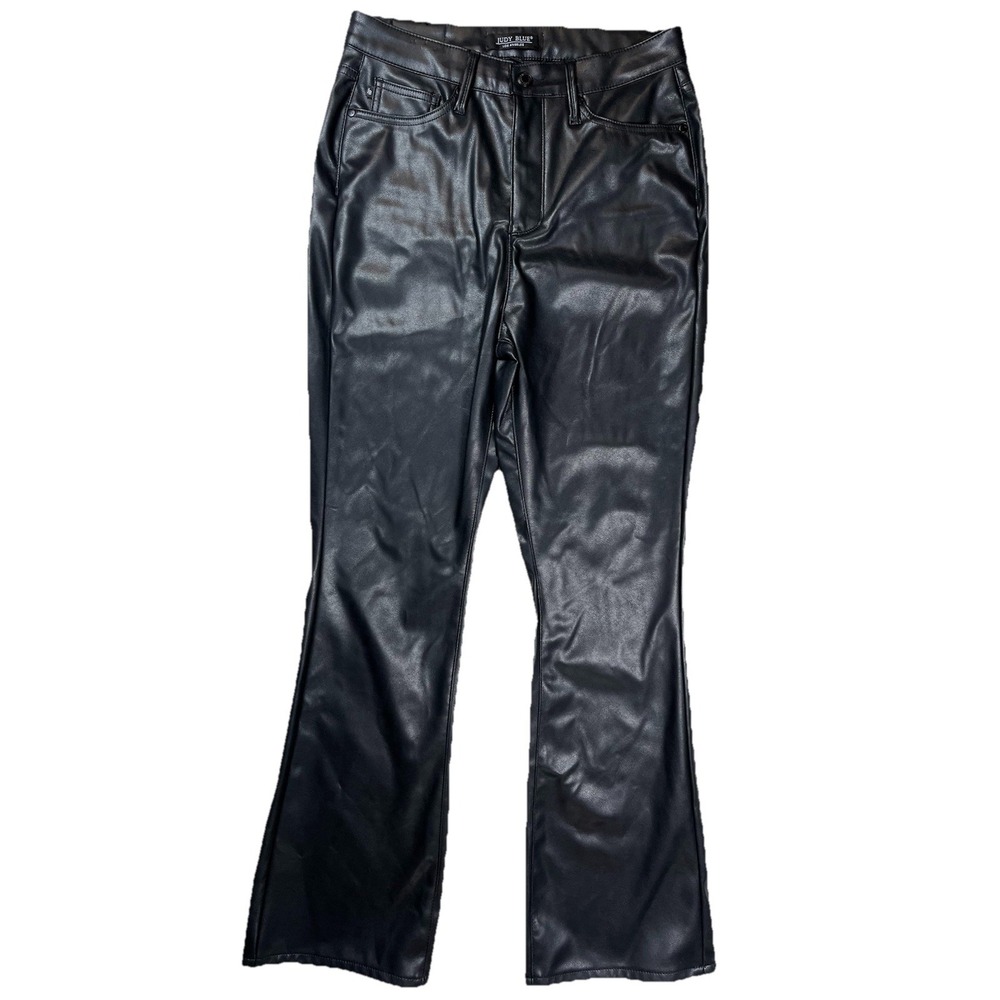 Judy Blue Women's Black Faux Leather Bootcut Pants Sz 9/29‎ High Rise Vegan